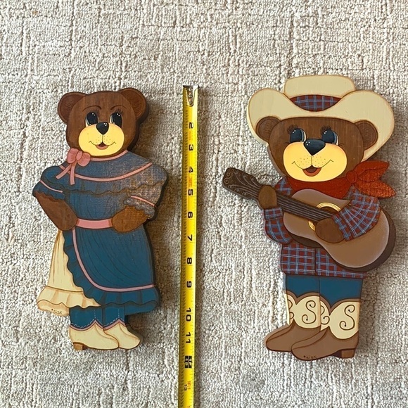 Cottagecore Country Wooden Bears Decor - Picture 1 of 4